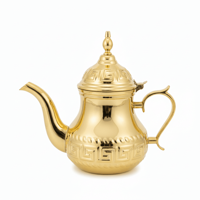 Germax Stainless Steel Tea Kettle 1.2L | Ornate Greek Key Embossed Arabic Design | Gold - Al Kabayel Discount CentreGermax Stainless Steel Tea Kettle 1.2L | Ornate Greek Key Embossed Arabic Design | GoldTea/Coffee PotsGERMAXAl Kabayel Discount Centre