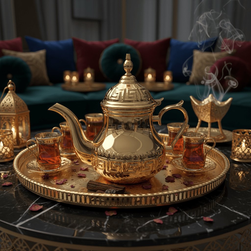 Germax Stainless Steel Tea Kettle 1.2L | Ornate Greek Key Embossed Arabic Design | Gold - Al Kabayel Discount CentreGermax Stainless Steel Tea Kettle 1.2L | Ornate Greek Key Embossed Arabic Design | GoldTea/Coffee PotsGERMAXAl Kabayel Discount Centre