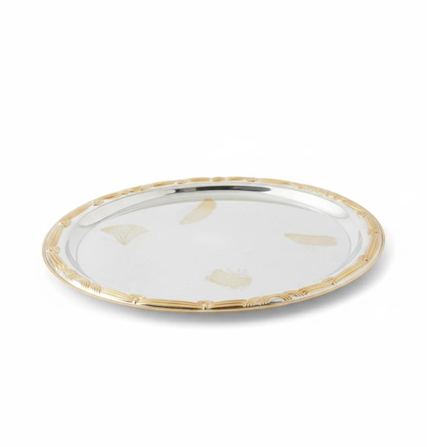 Germax Steel Serving Tray – Dual Tone Silver & Gold Rod Design | 35 cm Luxury Finish - Al Kabayel Discount CentreGermax Steel Serving Tray – Dual Tone Silver & Gold Rod Design | 35 cm Luxury FinishServing TraysGERMAXAl Kabayel Discount Centre
