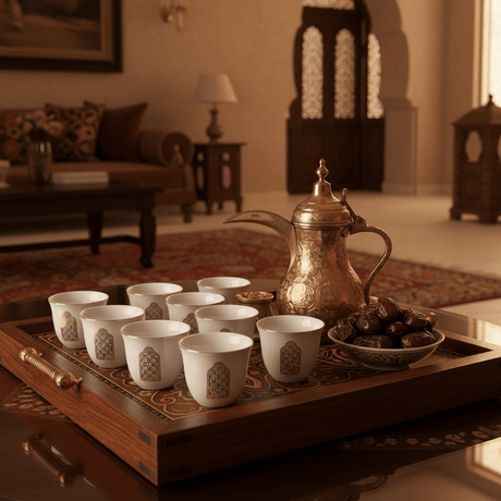 Germax White Ceramic Arabic Cawa Cups Set of 12 Gold Rim Arched Frame Pattern Middle Eastern Coffee Cups 80 ml - Al Kabayel Discount CentreGermax White Ceramic Arabic Cawa Cups Set of 12 Gold Rim Arched Frame Pattern Middle Eastern Coffee Cups 80 mlTea CupsGERMAXAl Kabayel Discount Centre