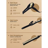 Geepas 3-in-1 Hair Dryer, Hair Straightener & Hair Curler GHF86055
