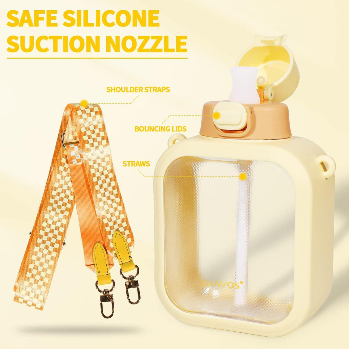 Giavos Fashion Plastic Water Bottle 700ml with Adjustable Strap, Pale Yellow - Al Kabayel Discount CentreGiavos Fashion Plastic Water Bottle 700ml with Adjustable Strap, Pale YellowWater BottlesGIAVOSAl Kabayel Discount Centre