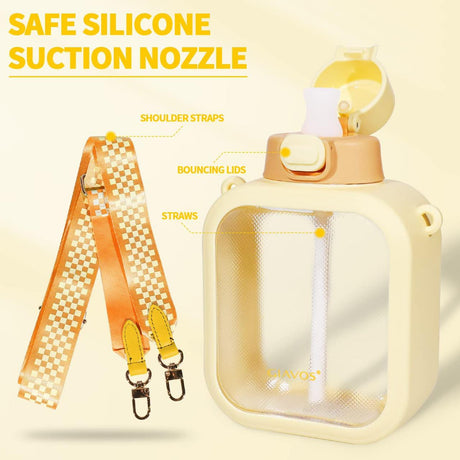 Giavos Fashion Plastic Water Bottle 700ml with Adjustable Strap, Pale Yellow - Al Kabayel Discount CentreGiavos Fashion Plastic Water Bottle 700ml with Adjustable Strap, Pale YellowWater BottlesGIAVOSAl Kabayel Discount Centre
