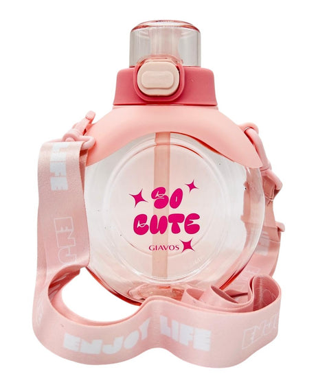 Giavos Kids Transparent Water Bottle 500ml with Adjustable Strap, Pink - Al Kabayel Discount CentreGiavos Kids Transparent Water Bottle 500ml with Adjustable Strap, PinkWater BottlesGIAVOSAl Kabayel Discount Centre