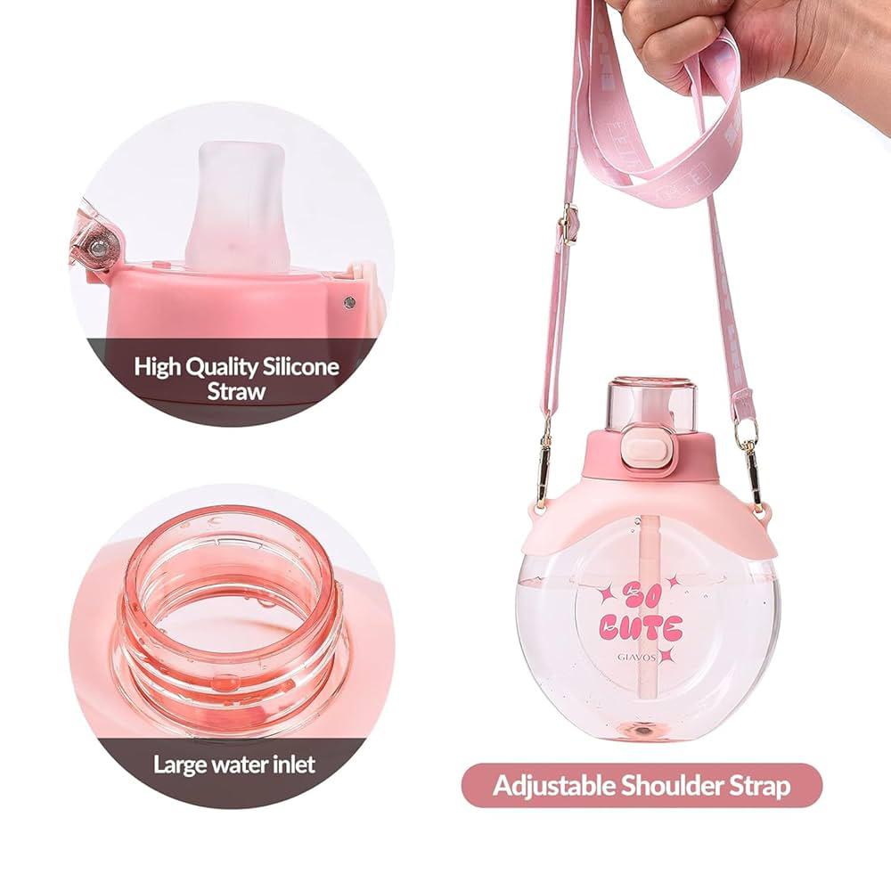 Giavos Kids Transparent Water Bottle 500ml with Adjustable Strap, Pink - Al Kabayel Discount CentreGiavos Kids Transparent Water Bottle 500ml with Adjustable Strap, PinkWater BottlesGIAVOSAl Kabayel Discount Centre