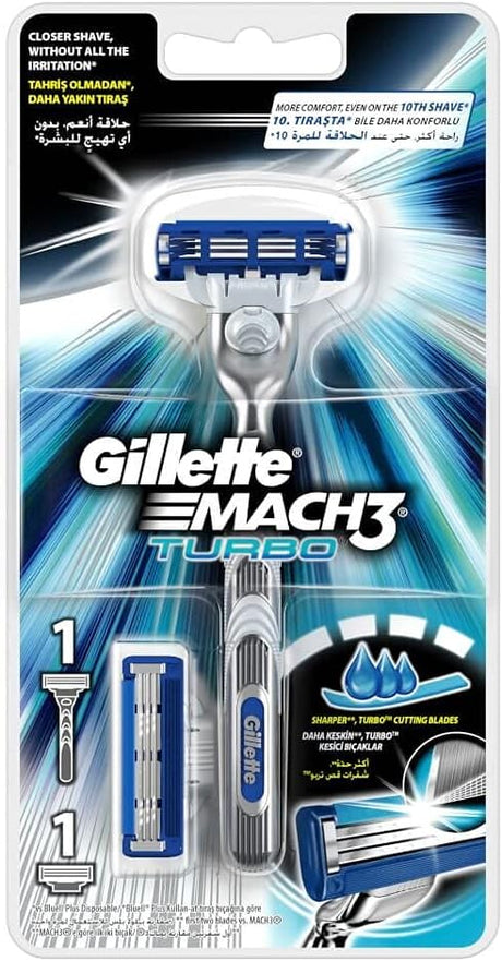 Gillette 406 Mach 3 Turbo Razor with 2 Cartridges - Al Kabayel Discount CentreGillette 406 Mach 3 Turbo Razor with 2 CartridgesPersonal Care & Styling ToolsGILLETTEAl Kabayel Discount Centre