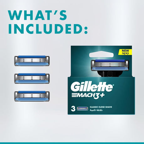 Gillette Mach3+ Men's Refillable Razor: 3 Blade Refills - Al Kabayel Discount CentreGillette Mach3+ Men's Refillable Razor: 3 Blade RefillsPersonal Care & Styling ToolsGILLETTEAl Kabayel Discount Centre