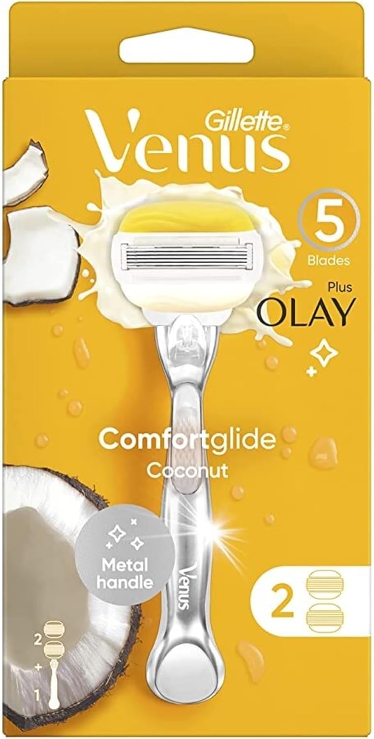 Gillette Venus Comfortglide Coconut Scent Plus Olay Women's Razor Handle + 2 Blade Refills - Al Kabayel Discount CentreGillette Venus Comfortglide Coconut Scent Plus Olay Women's Razor Handle + 2 Blade RefillsPersonal Care & Styling ToolsGILLETTEAl Kabayel Discount Centre