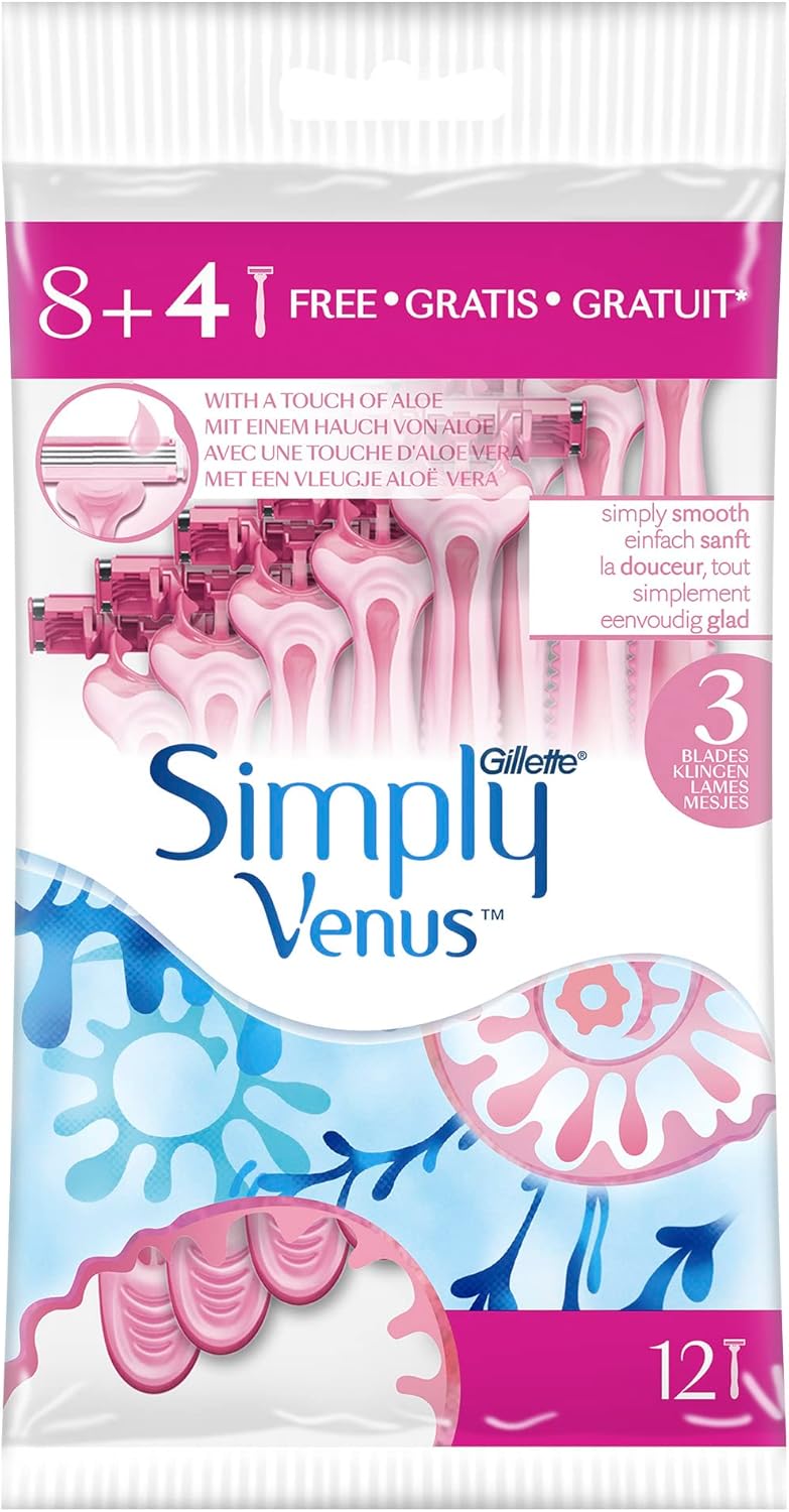 Gillette Venus Simply 3 Women's Disposable Razor 8+4 Count - Al Kabayel Discount CentreGillette Venus Simply 3 Women's Disposable Razor 8+4 CountPersonal Care & Styling ToolsGILLETTEAl Kabayel Discount Centre
