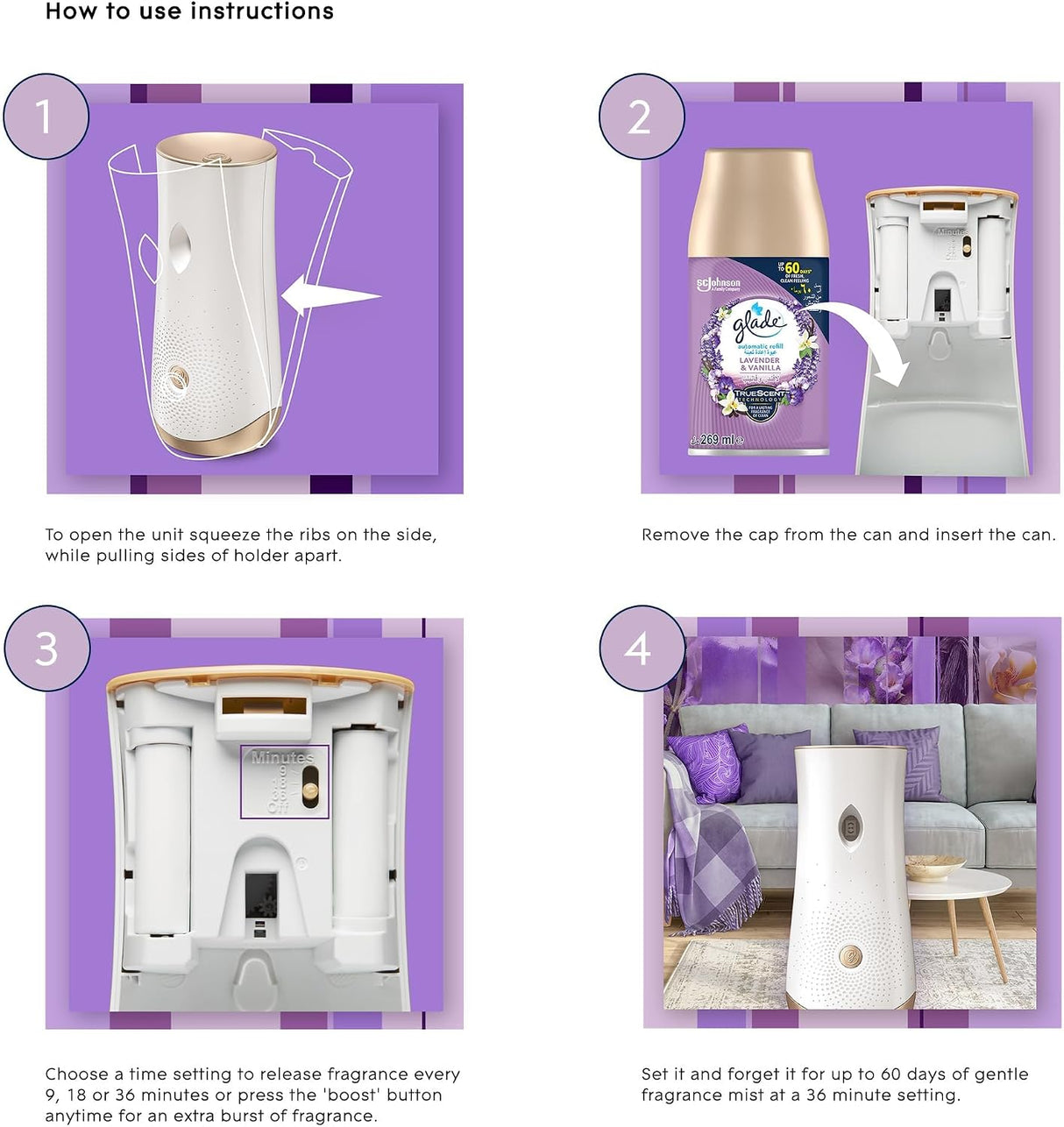 Glade Automatic Refill Lavender & Vanilla, 269ml - Al Kabayel Discount CentreGlade Automatic Refill Lavender & Vanilla, 269mlAir FreshenersSC JOHNSONAl Kabayel Discount Centre