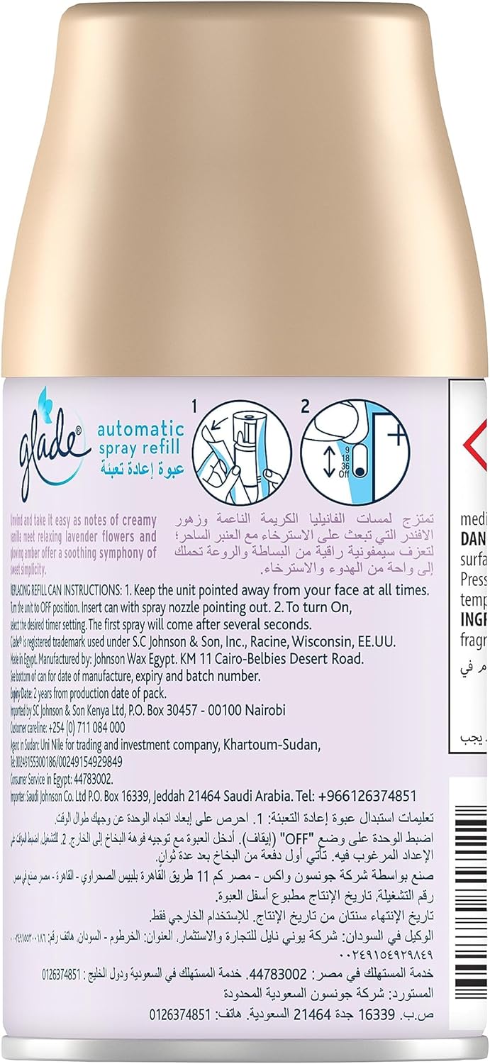 Glade Automatic Refill Lavender & Vanilla, 269ml - Al Kabayel Discount CentreGlade Automatic Refill Lavender & Vanilla, 269mlAir FreshenersSC JOHNSONAl Kabayel Discount Centre