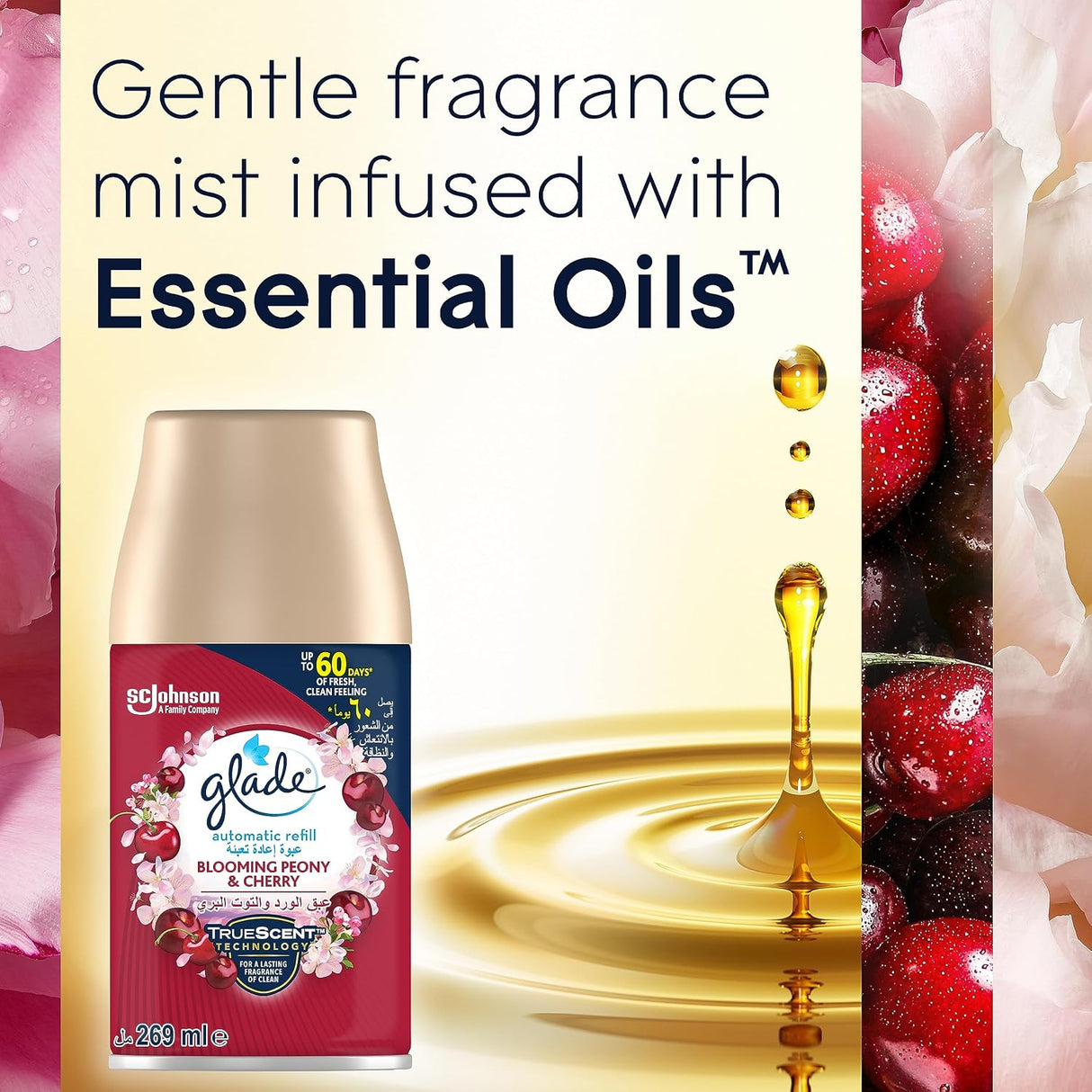 Glade Automatic Spray Holder With Blooming Peony & Cherry Air Freshener , 269ml - Al Kabayel Discount CentreGlade Automatic Spray Holder With Blooming Peony & Cherry Air Freshener , 269mlAir FreshenersSC JOHNSONAl Kabayel Discount Centre