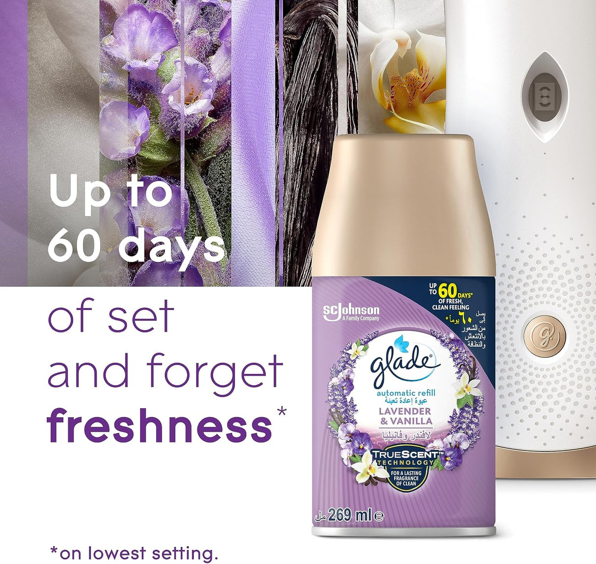 Glade Automatic Spray Holder With Lavender & Vanilla Air Freshener , 269ml - Al Kabayel Discount CentreGlade Automatic Spray Holder With Lavender & Vanilla Air Freshener , 269mlAir FreshenersSC JOHNSONAl Kabayel Discount Centre
