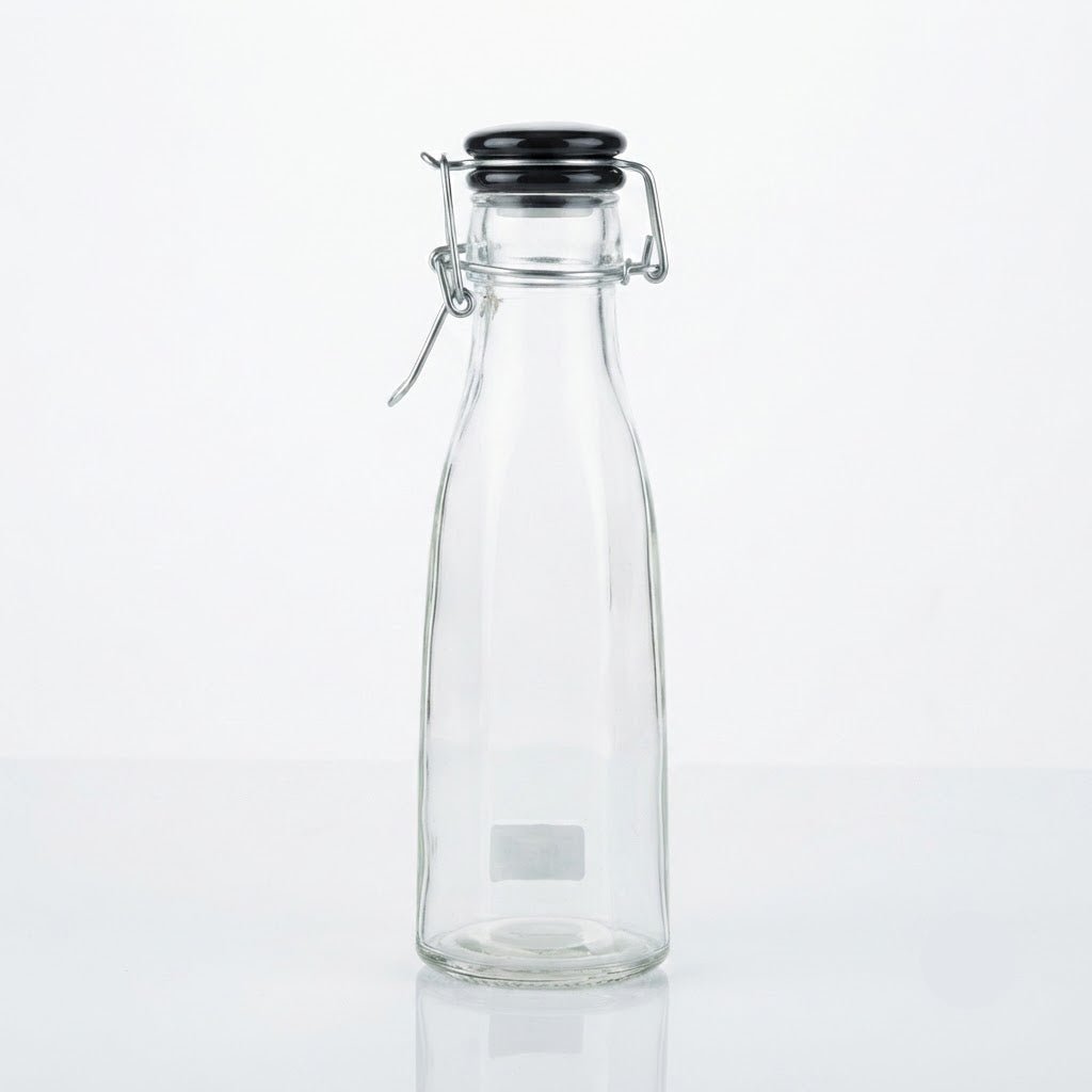 Glass Bottle With Swing-Top Clip Closure - 500ml - Light Blue / Light Green / Black - Al Kabayel Discount CentreGlass Bottle With Swing-Top Clip Closure - 500ml - Light Blue / Light Green / BlackWater BottlesAKDCAl Kabayel Discount Centre