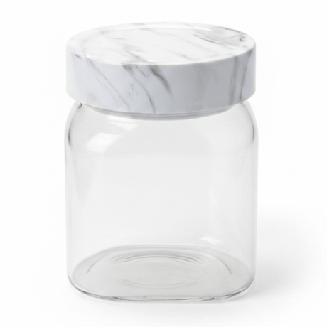 Glass Canister with Elegant Marble-Pattern Plastic Lid | 1 Litre Airtight Storage Jar for Kitchen, Pantry & Home Organisation - Al Kabayel Discount CentreGlass Canister with Elegant Marble-Pattern Plastic Lid | 1 Litre Airtight Storage Jar for Kitchen, Pantry & Home OrganisationJars & Food SaversAKDCAl Kabayel Discount Centre