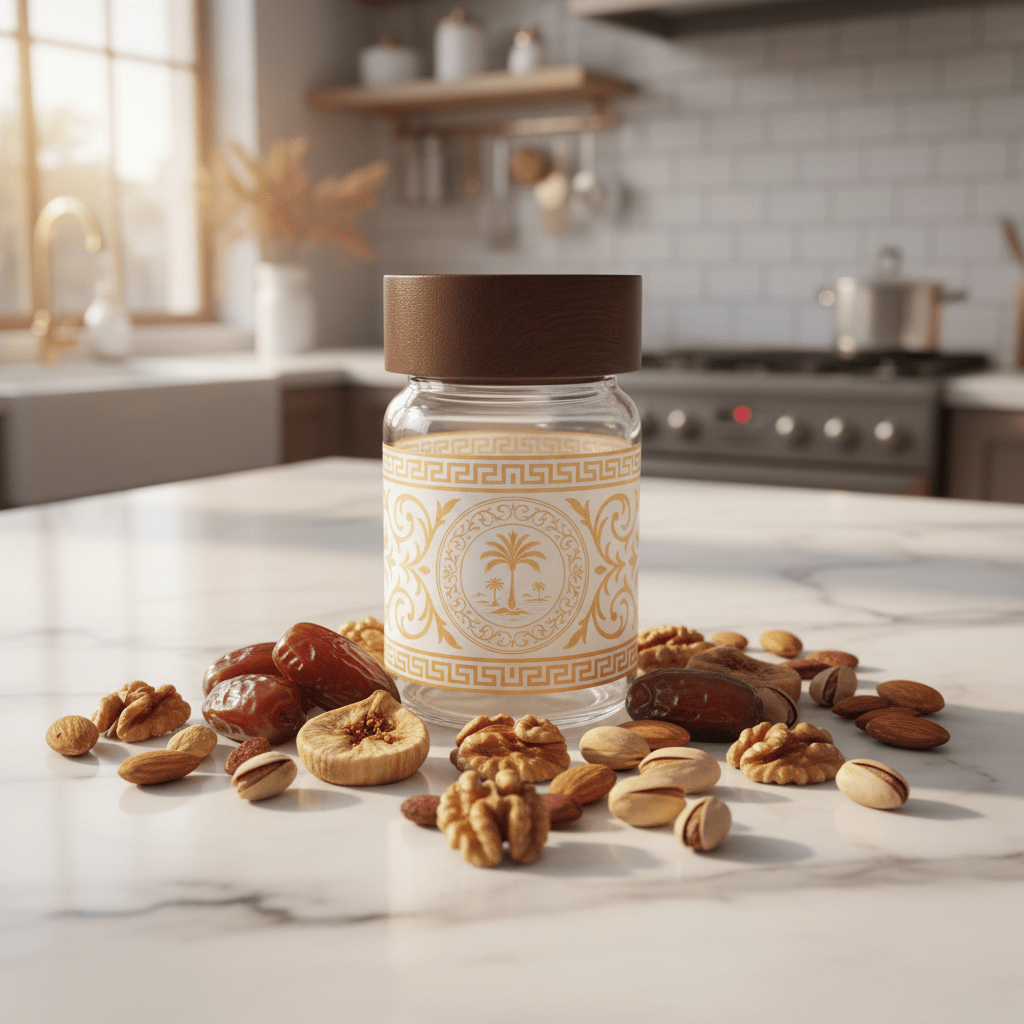 Glass Jar with Gold Palm Tree Design & Wooden Lid – 200ml / 900ml - Al Kabayel Discount CentreGlass Jar with Gold Palm Tree Design & Wooden Lid – 200ml / 900mlJars & Food SaversAKDCAl Kabayel Discount Centre