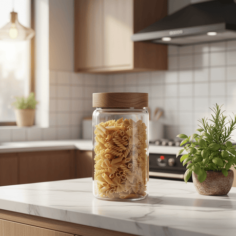 Glass Jar with Wooden Lid - 10×10 cm / 15×10 cm / 20×10 cm / 25×10 cm - Al Kabayel Discount CentreGlass Jar with Wooden Lid - 10×10 cm / 15×10 cm / 20×10 cm / 25×10 cmJars & Food SaversAKDCAl Kabayel Discount Centre