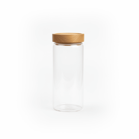 Glass Jar with Wooden Lid - 10×10 cm / 15×10 cm / 20×10 cm / 25×10 cm - Al Kabayel Discount CentreGlass Jar with Wooden Lid - 10×10 cm / 15×10 cm / 20×10 cm / 25×10 cmJars & Food SaversAKDCAl Kabayel Discount Centre