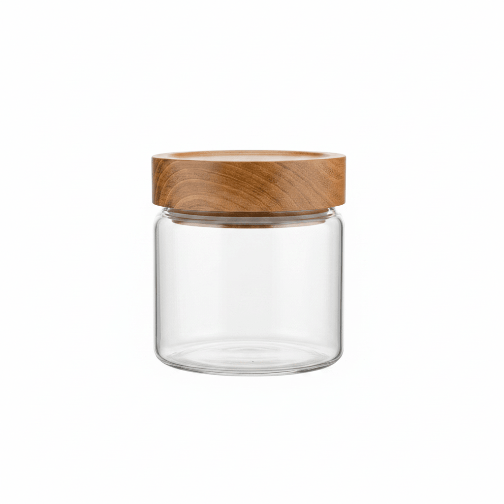Glass Jar with Wooden Lid - 10×10 cm / 15×10 cm / 20×10 cm / 25×10 cm - Al Kabayel Discount CentreGlass Jar with Wooden Lid - 10×10 cm / 15×10 cm / 20×10 cm / 25×10 cmJars & Food SaversAKDCAl Kabayel Discount Centre