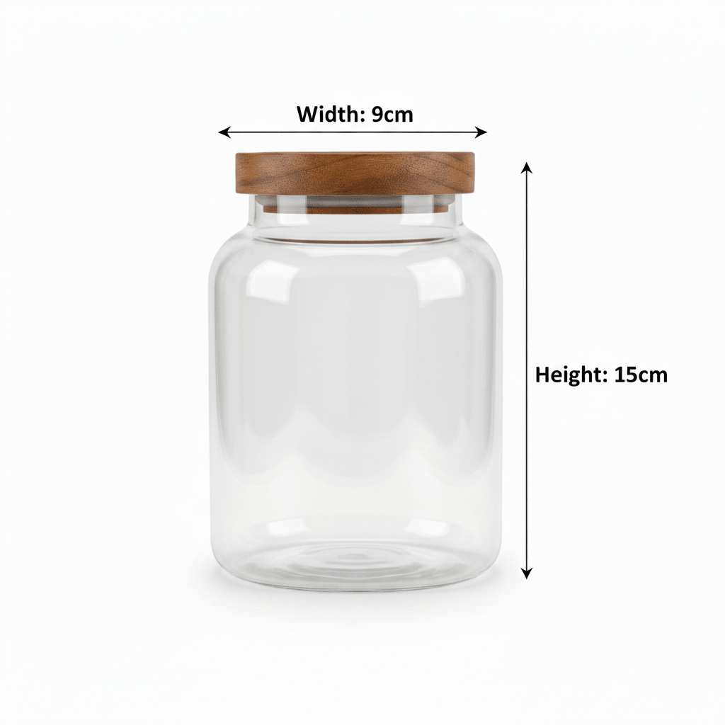 Glass Jar with Wooden Lid - 15×9 cm - Al Kabayel Discount CentreGlass Jar with Wooden Lid - 15×9 cmJars & Food SaversAKDCAl Kabayel Discount Centre