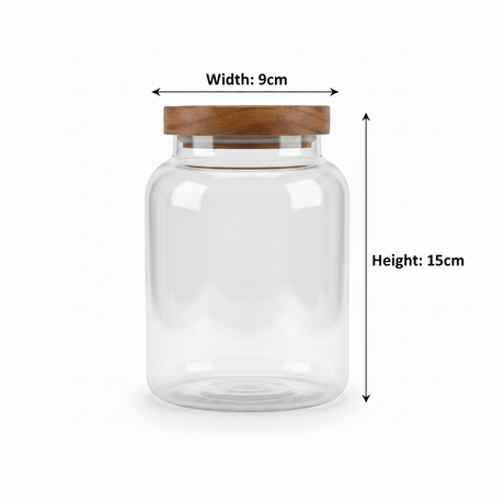 Glass Jar with Wooden Lid - 15×9 cm - Al Kabayel Discount CentreGlass Jar with Wooden Lid - 15×9 cmJars & Food SaversAKDCAl Kabayel Discount Centre