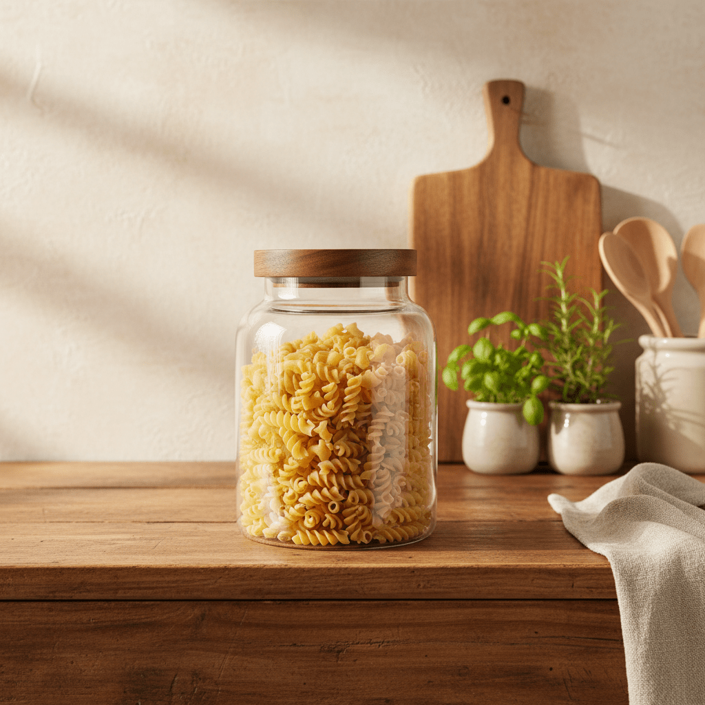 Glass Jar with Wooden Lid - 15×9 cm - Al Kabayel Discount CentreGlass Jar with Wooden Lid - 15×9 cmJars & Food SaversAKDCAl Kabayel Discount Centre