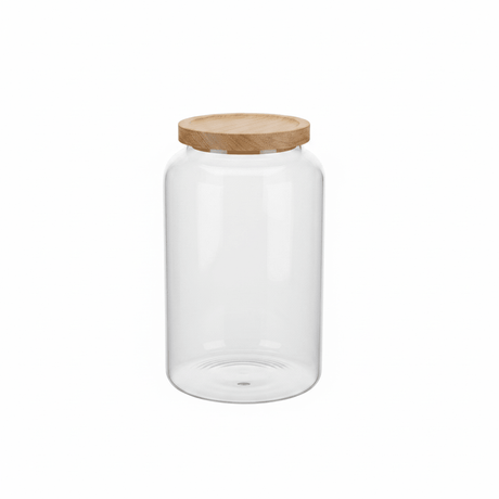 Glass Jar with Wooden Lid - 22 × 14 cm - Al Kabayel Discount CentreGlass Jar with Wooden Lid - 22 × 14 cmJars & Food SaversAKDCAl Kabayel Discount Centre