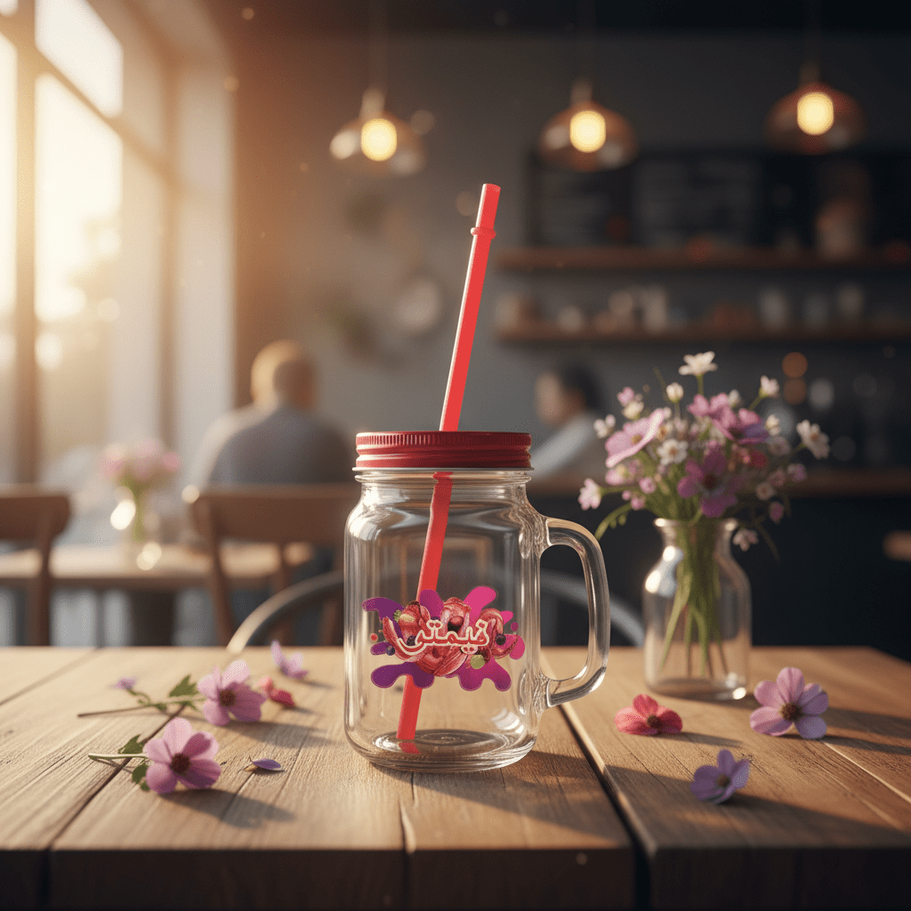 Glass Mason Jar Mug with Straw & Handle — 450ml - Al Kabayel Discount CentreGlass Mason Jar Mug with Straw & Handle — 450mlMugsAKDCAl Kabayel Discount Centre