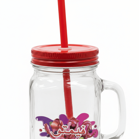 Glass Mason Jar Mug with Straw & Handle — 450ml - Al Kabayel Discount CentreGlass Mason Jar Mug with Straw & Handle — 450mlMugsAKDCAl Kabayel Discount Centre