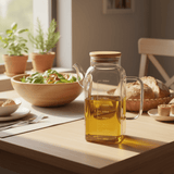 Glass Oil Pot with Bamboo Lid & Measurement Markings – 1 Litre - Al Kabayel Discount CentreGlass Oil Pot with Bamboo Lid & Measurement Markings – 1 LitreOil DispensersAKDCAl Kabayel Discount Centre