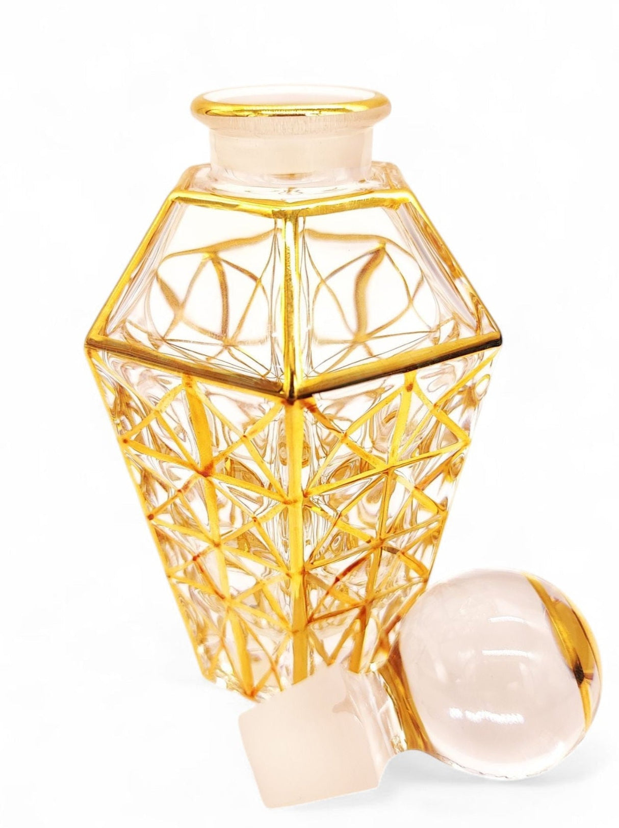 Glass Perfume Bottle Hexagonal Shape With Gold 120ml - Al Kabayel Discount CentreGlass Perfume Bottle Hexagonal Shape With Gold 120mlHome Décor AccentsAKDCAl Kabayel Discount Centre