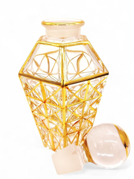 Glass Perfume Bottle Hexagonal Shape With Gold 120ml - Al Kabayel Discount CentreGlass Perfume Bottle Hexagonal Shape With Gold 120mlHome Décor AccentsAKDCAl Kabayel Discount Centre