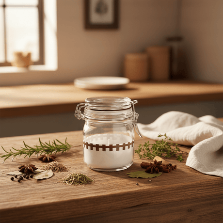 Glass Storage Jar with Clip Lid & Decorative Band – Airtight Borosilicate Glass Canister for Kitchen, Gifting & Home Organisation | 200ml / 250ml | - Al Kabayel Discount CentreGlass Storage Jar with Clip Lid & Decorative Band – Airtight Borosilicate Glass Canister for Kitchen, Gifting & Home Organisation | 200ml / 250ml |Jars & Food SaversAKDCAl Kabayel Discount Centre