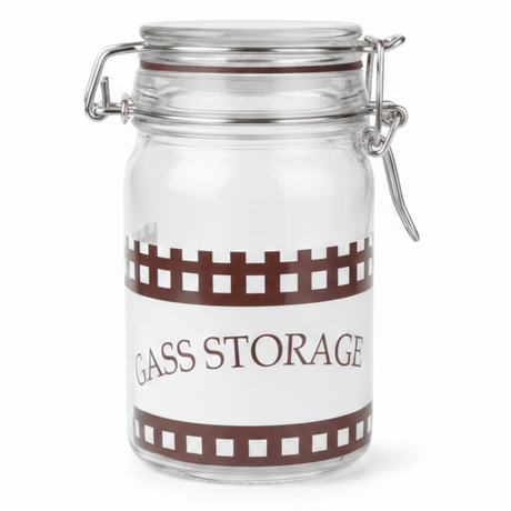 Glass Storage Jar with Clip Lid & Decorative Band – Airtight Borosilicate Glass Canister for Kitchen, Gifting & Home Organisation | 200ml / 250ml | - Al Kabayel Discount CentreGlass Storage Jar with Clip Lid & Decorative Band – Airtight Borosilicate Glass Canister for Kitchen, Gifting & Home Organisation | 200ml / 250ml |Jars & Food SaversAKDCAl Kabayel Discount Centre