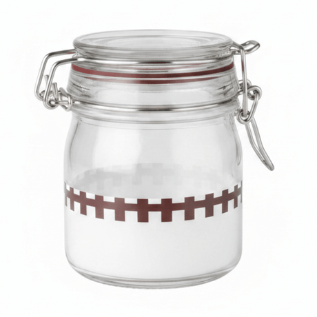 Glass Storage Jar with Clip Lid & Decorative Band – Airtight Borosilicate Glass Canister for Kitchen, Gifting & Home Organisation | 200ml / 250ml | - Al Kabayel Discount CentreGlass Storage Jar with Clip Lid & Decorative Band – Airtight Borosilicate Glass Canister for Kitchen, Gifting & Home Organisation | 200ml / 250ml |Jars & Food SaversAKDCAl Kabayel Discount Centre