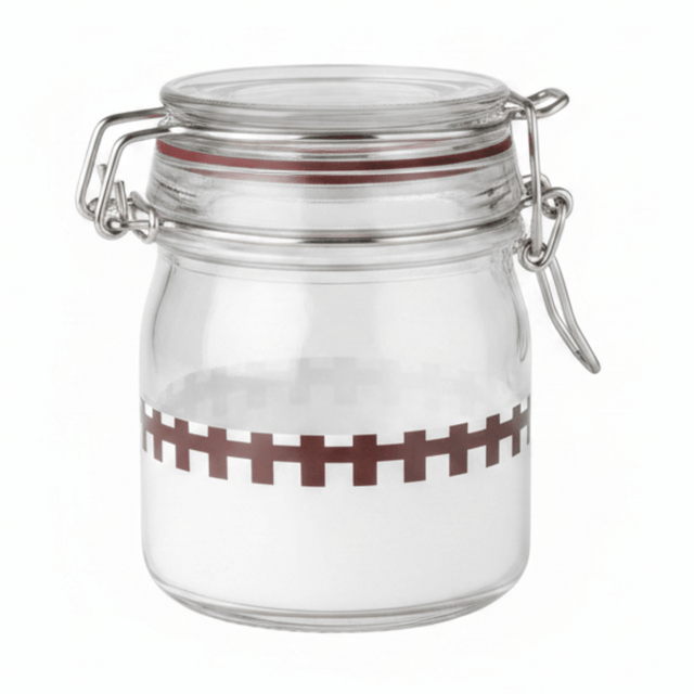 Glass Storage Jar with Clip Lid & Decorative Band – Airtight Borosilicate Glass Canister for Kitchen, Gifting & Home Organisation | 200ml / 250ml | - Al Kabayel Discount CentreGlass Storage Jar with Clip Lid & Decorative Band – Airtight Borosilicate Glass Canister for Kitchen, Gifting & Home Organisation | 200ml / 250ml |Jars & Food SaversAKDCAl Kabayel Discount Centre
