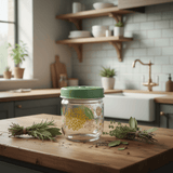 Glass Storage Jar with Mint Green Lid | Floral Print Kitchen Canister | 425ml | - Al Kabayel Discount CentreGlass Storage Jar with Mint Green Lid | Floral Print Kitchen Canister | 425ml |Jars & Food SaversAKDCAl Kabayel Discount Centre