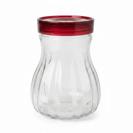 Glass Storage Jar with Red Lid 14×10cm / 18×10cm / 20×10cm - Al Kabayel Discount CentreGlass Storage Jar with Red Lid 14×10cm / 18×10cm / 20×10cmJars & Food SaversAKDCAl Kabayel Discount Centre