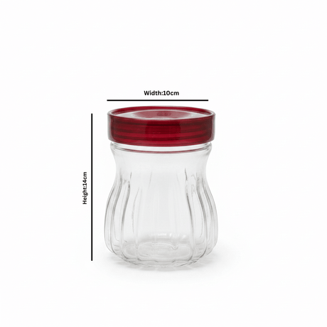 Glass Storage Jar with Red Lid 14×10cm / 18×10cm / 20×10cm - Al Kabayel Discount CentreGlass Storage Jar with Red Lid 14×10cm / 18×10cm / 20×10cmJars & Food SaversAKDCAl Kabayel Discount Centre
