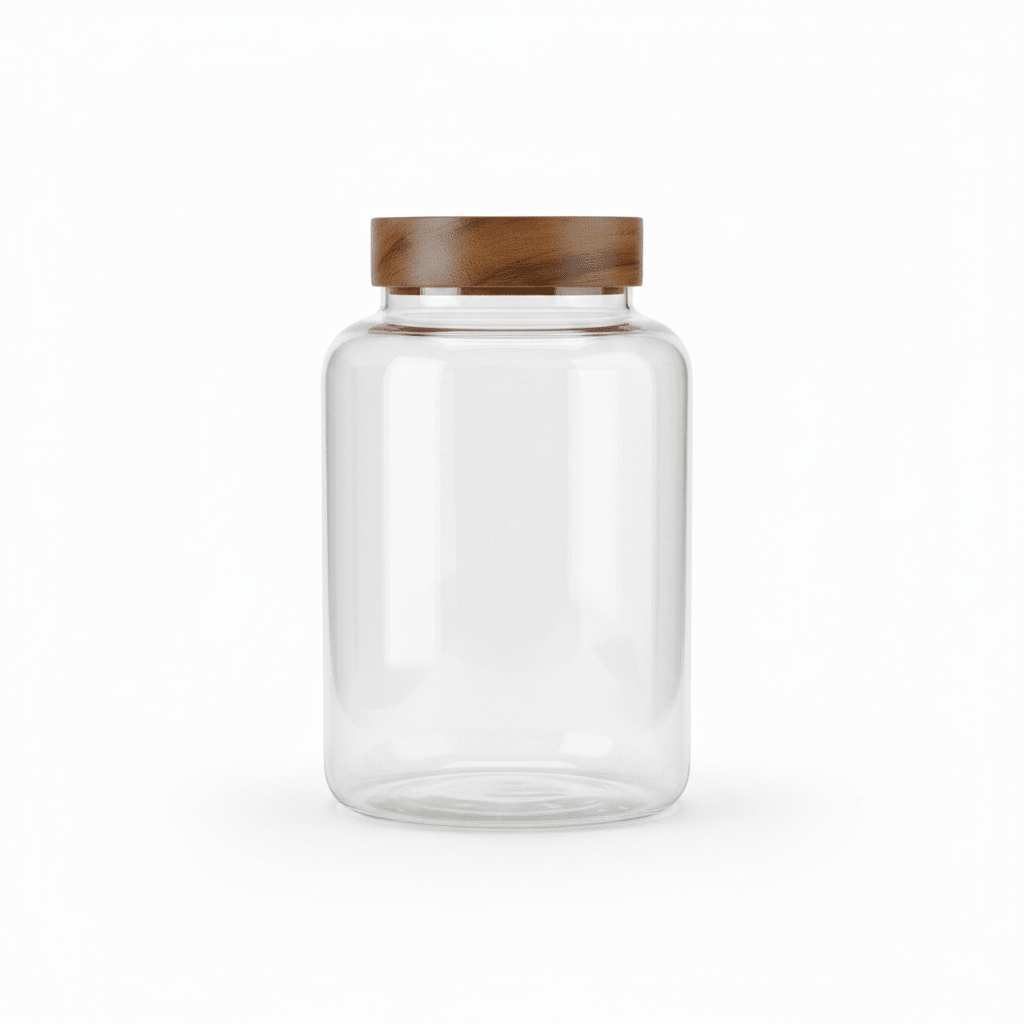 Glass Storage Jar with Wooden Lid - 20×10cm / 25×10cm / 30×10cm - Al Kabayel Discount CentreGlass Storage Jar with Wooden Lid - 20×10cm / 25×10cm / 30×10cmJars & Food SaversAKDCAl Kabayel Discount Centre