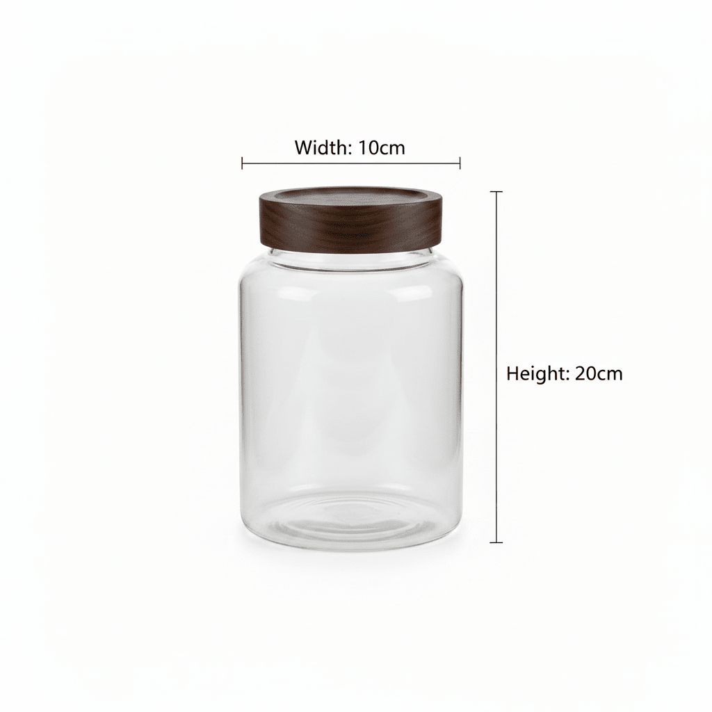 Glass Storage Jar with Wooden Lid - 20×10cm / 25×10cm / 30×10cm - Al Kabayel Discount CentreGlass Storage Jar with Wooden Lid - 20×10cm / 25×10cm / 30×10cmJars & Food SaversAKDCAl Kabayel Discount Centre