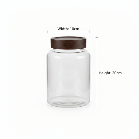 Glass Storage Jar with Wooden Lid - 20×10cm / 25×10cm / 30×10cm - Al Kabayel Discount CentreGlass Storage Jar with Wooden Lid - 20×10cm / 25×10cm / 30×10cmJars & Food SaversAKDCAl Kabayel Discount Centre
