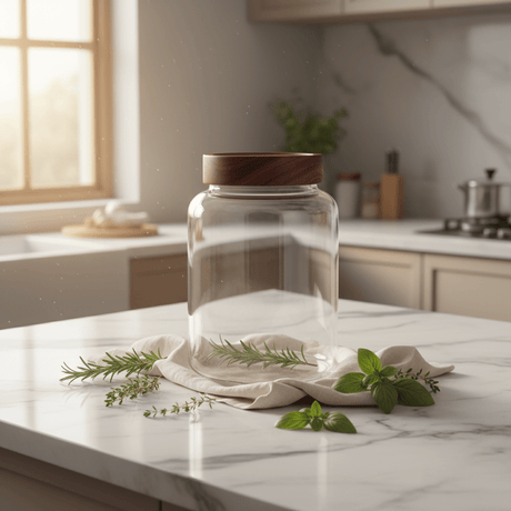 Glass Storage Jar with Wooden Lid - 20×10cm / 25×10cm / 30×10cm - Al Kabayel Discount CentreGlass Storage Jar with Wooden Lid - 20×10cm / 25×10cm / 30×10cmJars & Food SaversAKDCAl Kabayel Discount Centre