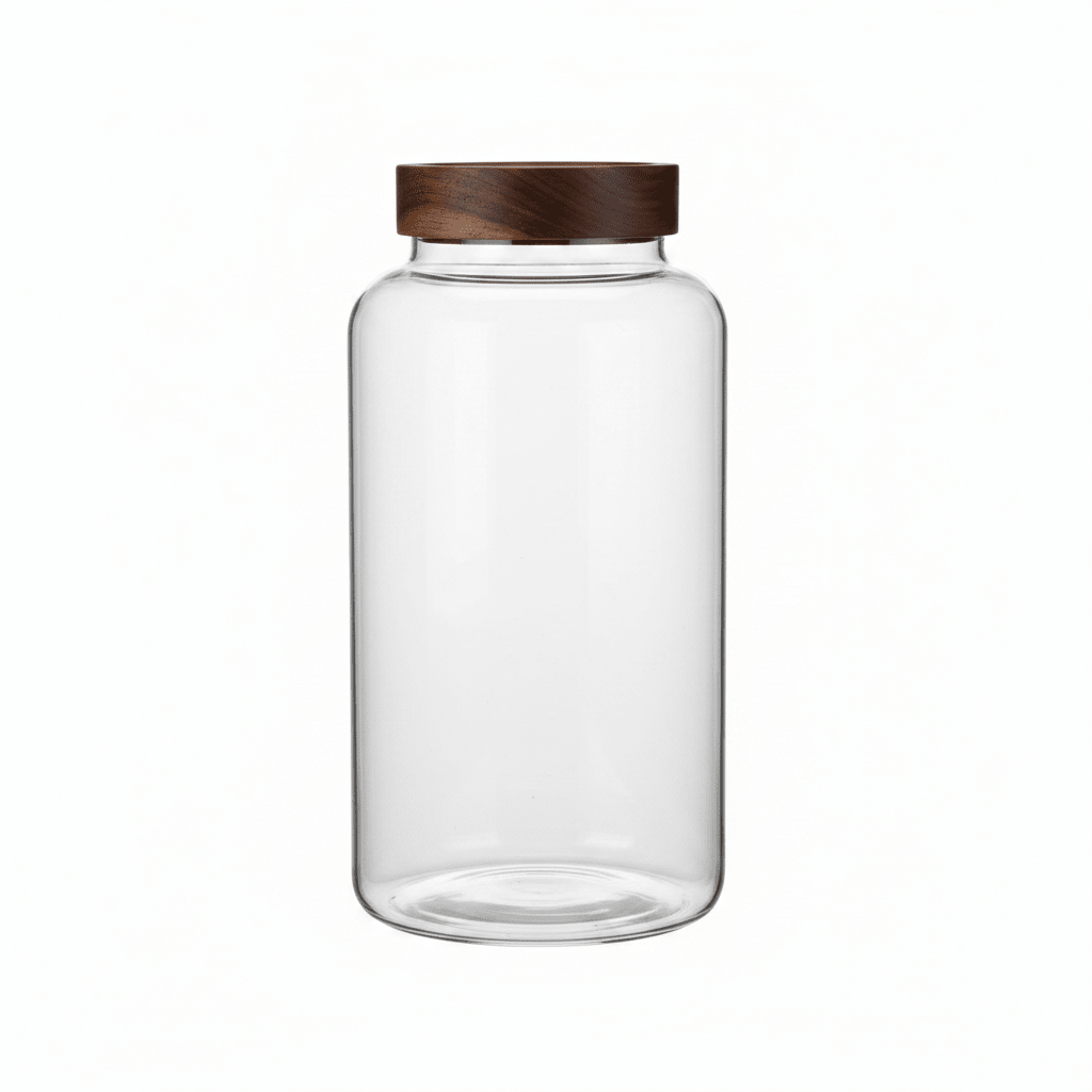 Glass Storage Jar with Wooden Lid - 20×10cm / 25×10cm / 30×10cm - Al Kabayel Discount CentreGlass Storage Jar with Wooden Lid - 20×10cm / 25×10cm / 30×10cmJars & Food SaversAKDCAl Kabayel Discount Centre