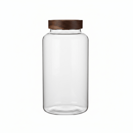 Glass Storage Jar with Wooden Lid - 20×10cm / 25×10cm / 30×10cm - Al Kabayel Discount CentreGlass Storage Jar with Wooden Lid - 20×10cm / 25×10cm / 30×10cmJars & Food SaversAKDCAl Kabayel Discount Centre