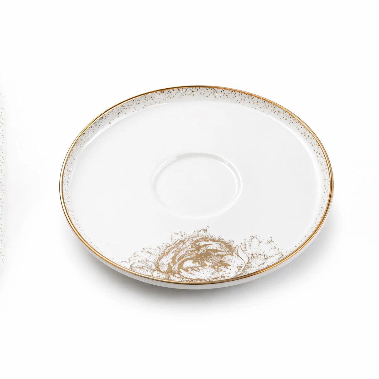 ABL GP-150 Glass Tea Cup & Saucer Set – 12 Pieces – Clear Glass with Gold Rim & Elegant Floral Accent Design