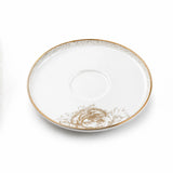 ABL GP-150 Glass Tea Cup & Saucer Set – 12 Pieces – Clear Glass with Gold Rim & Elegant Floral Accent Design