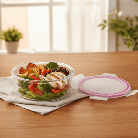 Glasslock Round Glass Food Container with Leakproof Airtight Locking Lid – Premium Storage Solution – 950 ml - Al Kabayel Discount CentreGlasslock Round Glass Food Container with Leakproof Airtight Locking Lid – Premium Storage Solution – 950 mlFood ContainersGLASSLOCKAl Kabayel Discount Centre