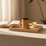 Gold & Black Ribbed Ceramic Mug — 350ml | Luxury Hexagonal Design - Al Kabayel Discount CentreGold & Black Ribbed Ceramic Mug — 350ml | Luxury Hexagonal DesignMugsAKDCAl Kabayel Discount Centre