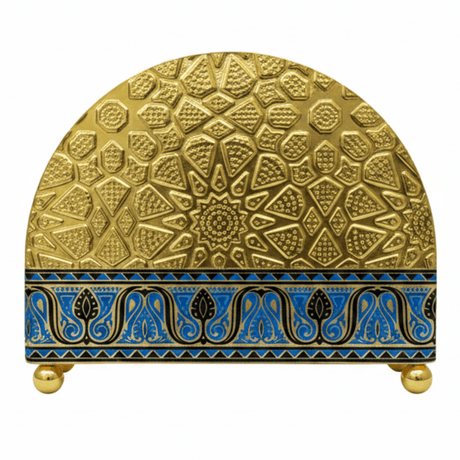 Gold & Blue Enamel Metal Napkin Holder with Geometric Pattern | Decorative Table Organiser | 10×13cm | Majlis & Fine Dining Décor - Al Kabayel Discount CentreGold & Blue Enamel Metal Napkin Holder with Geometric Pattern | Decorative Table Organiser | 10×13cm | Majlis & Fine Dining DécorOrganizers & AccessoriesAKDCAl Kabayel Discount Centre